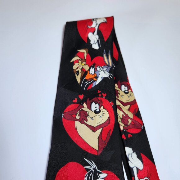 Looney Tunes Cartoon Necktie Men's Silk Tie Taz Sylvester Bugs Bunny Vintage 90s - Picture 4 of 7